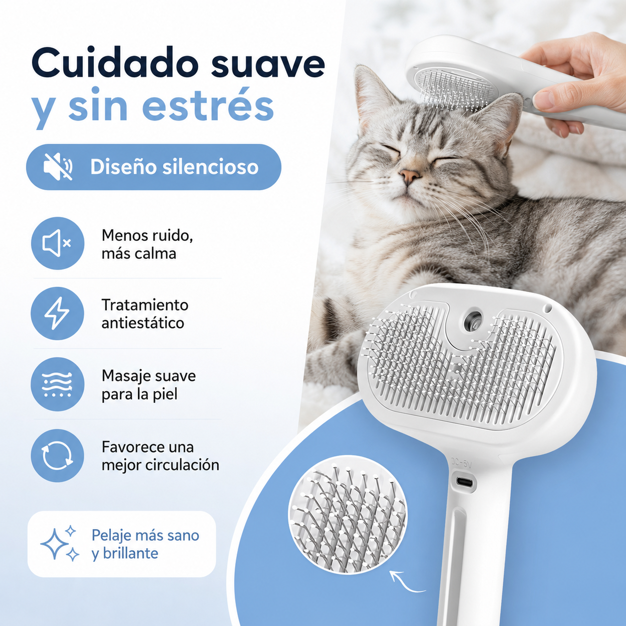 Set de Cepillo + Spray Antipelo 3 en 1 🐾